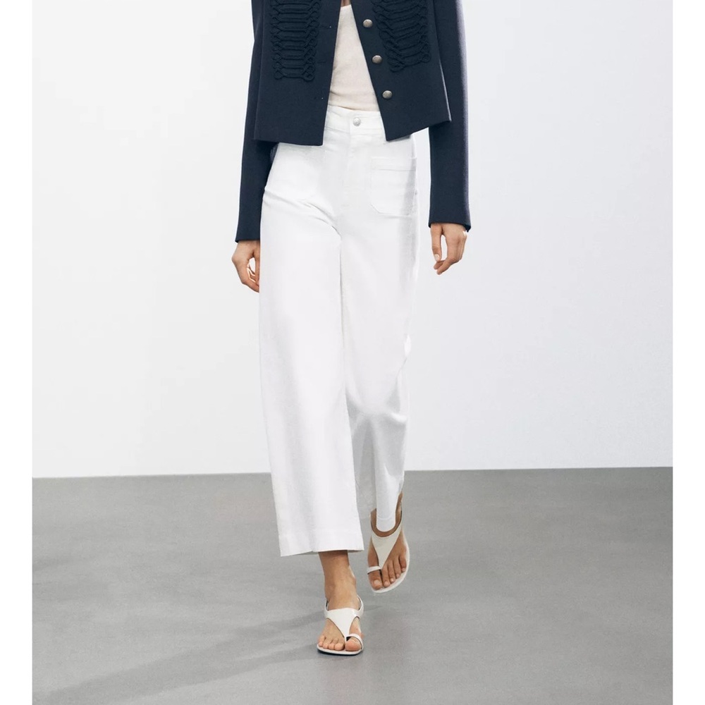 Zara White Wide-Leg Pants